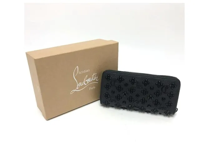 Cartera larga de cuero negro Christian Louboutin 