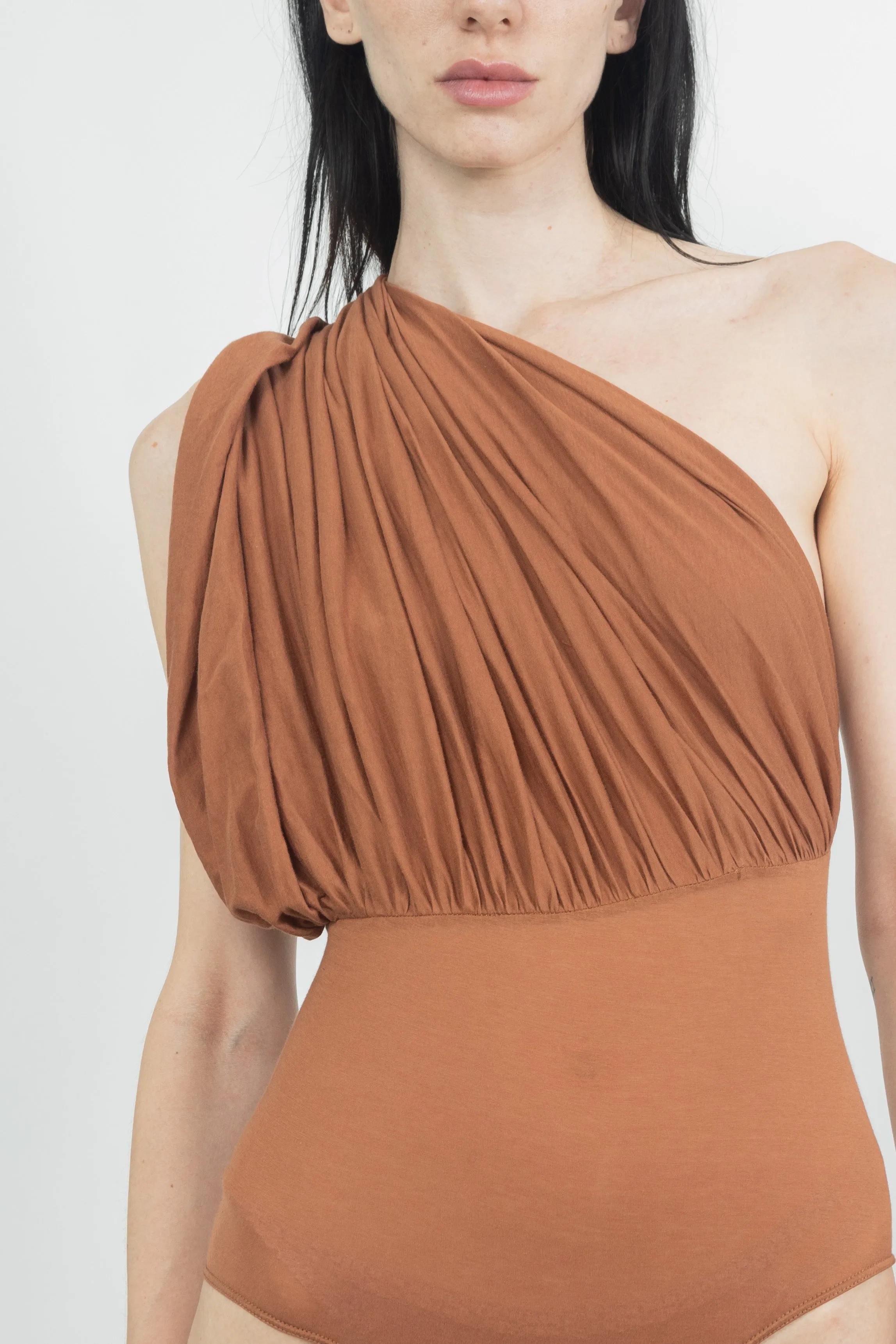 Rick Owens Womens Knit Body Lido Draped Body Henna Brown
