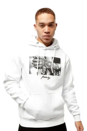 Sudadera mister tee blanca pray 2.0 hoodie